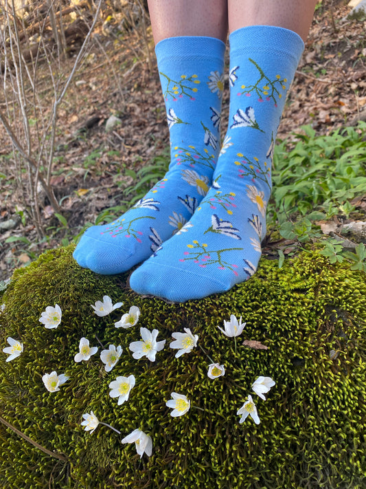 Floral socks - blue