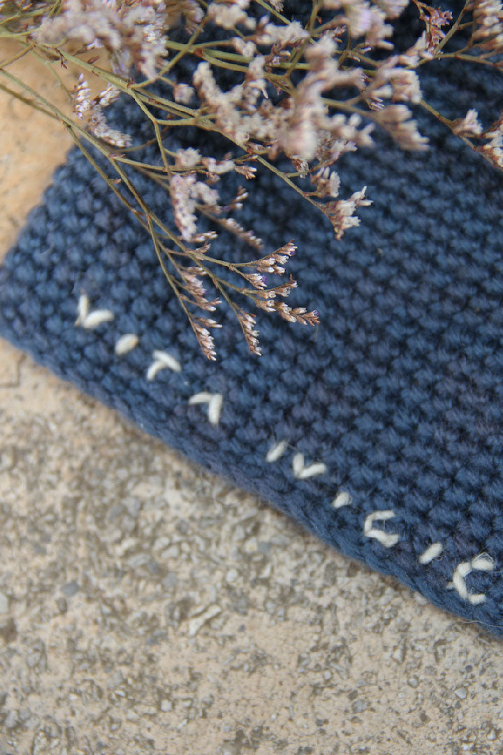 HAND KNITTED HAT - BLUE