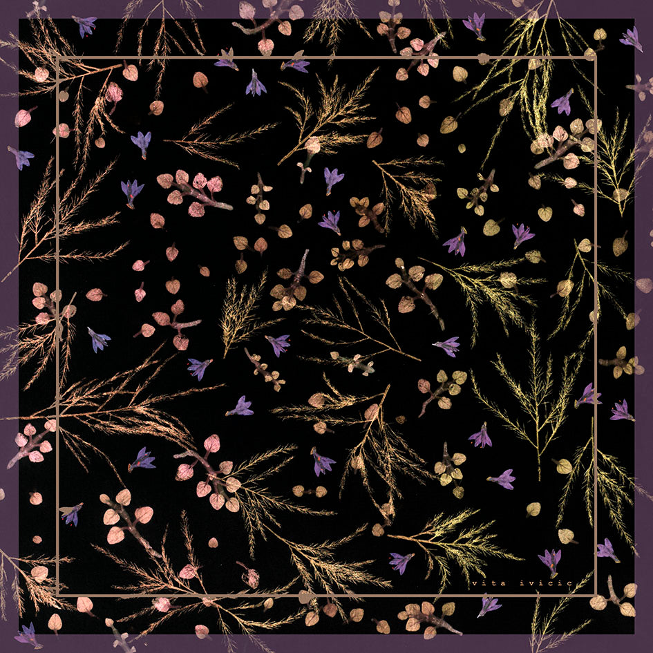 Bluebells, Oregano and Asparagus in black
