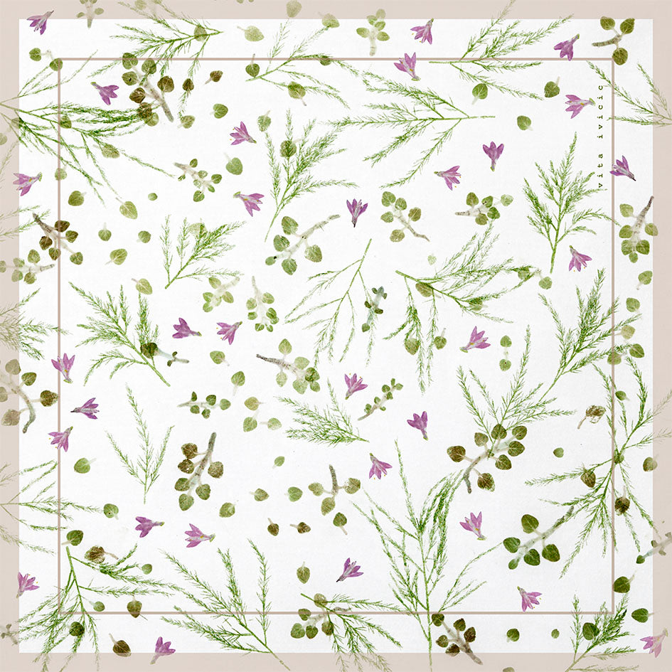 Bluebells, Oregano and Asparagus in white