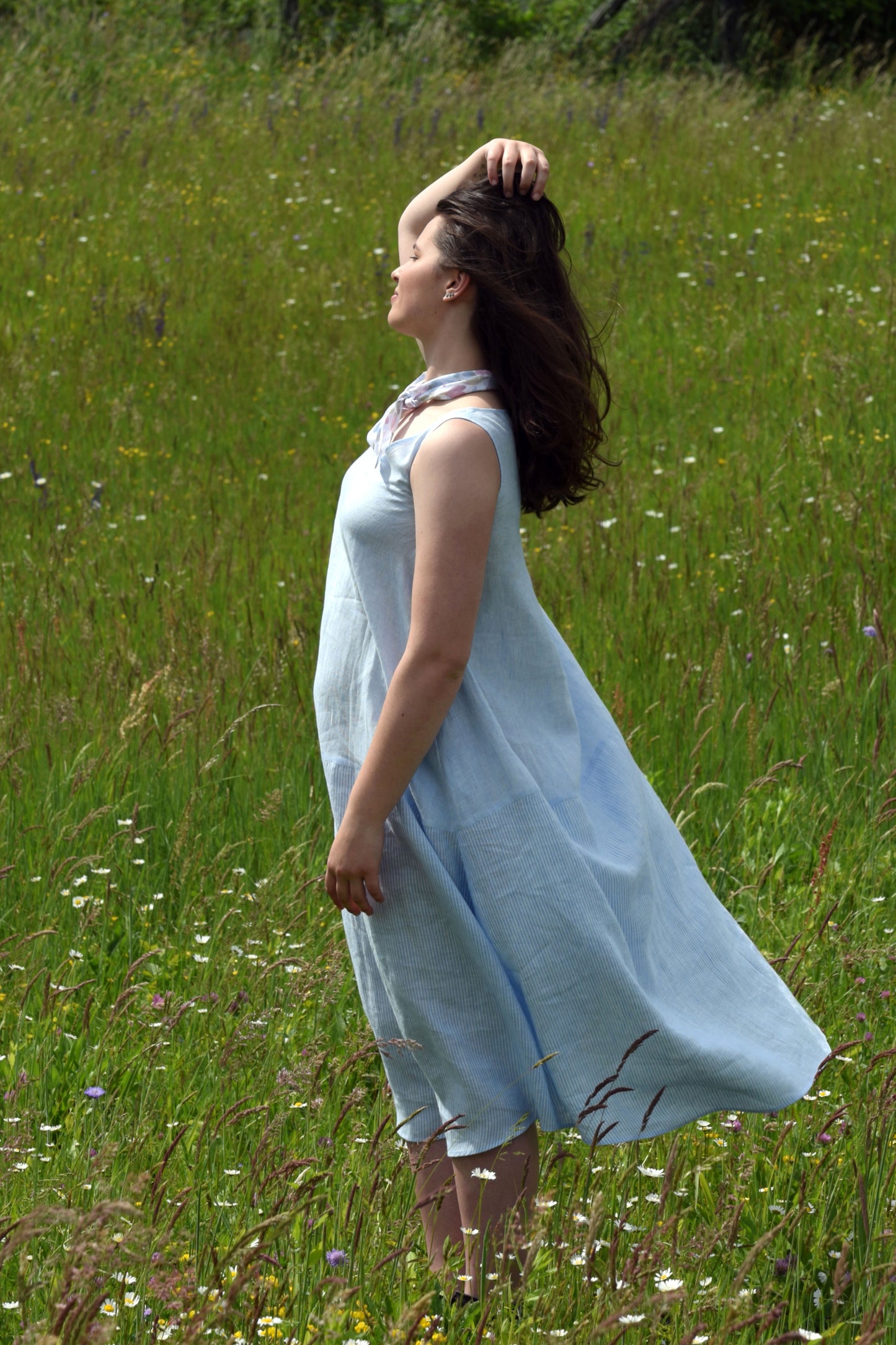 LINEN DRESS - BLUE