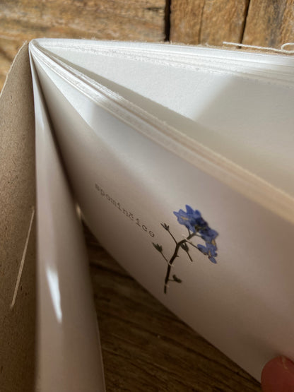 Spominčice – Handmade Mini Notebook with Pressed Forget-Me-Not