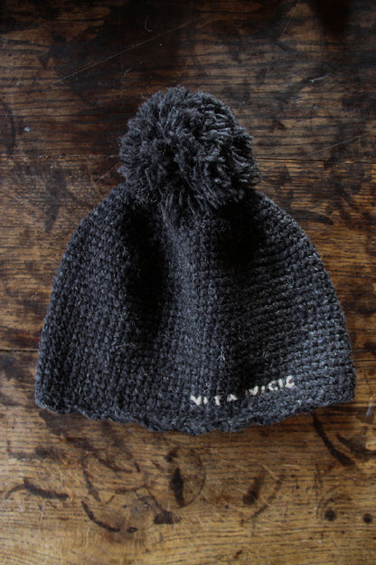 HAND KNITTED HAT - BLACK