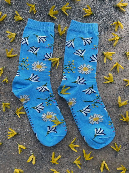 Floral socks - blue