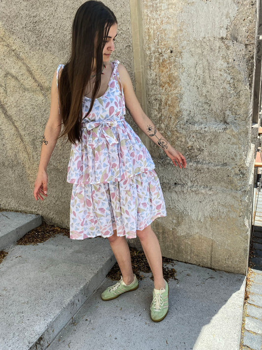 PEONIES AND BLUEBELLS STRAP DRESS (available in size: 34)