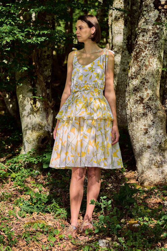 CROCUS FLOWERS STRAP DRESS (available in size: 36)