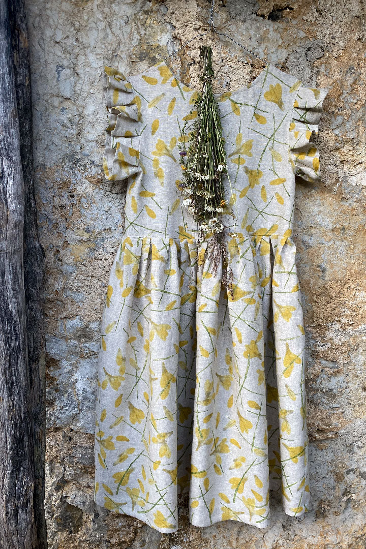 LINEN DRESS - CROCUS FLOWERS