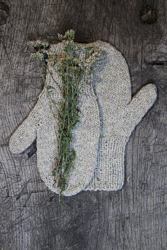 HAND KNITTED MITTENS - GREY