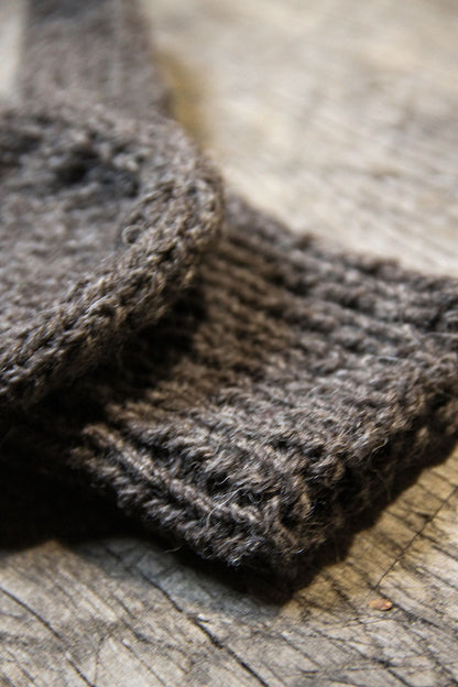 HAND KNITTED MITTENS - BROWN