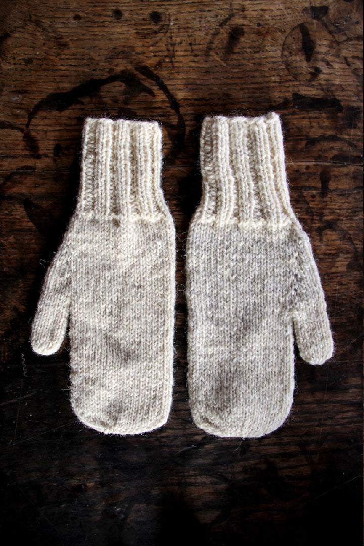 HAND KNITTED MITTENS - NATURAL