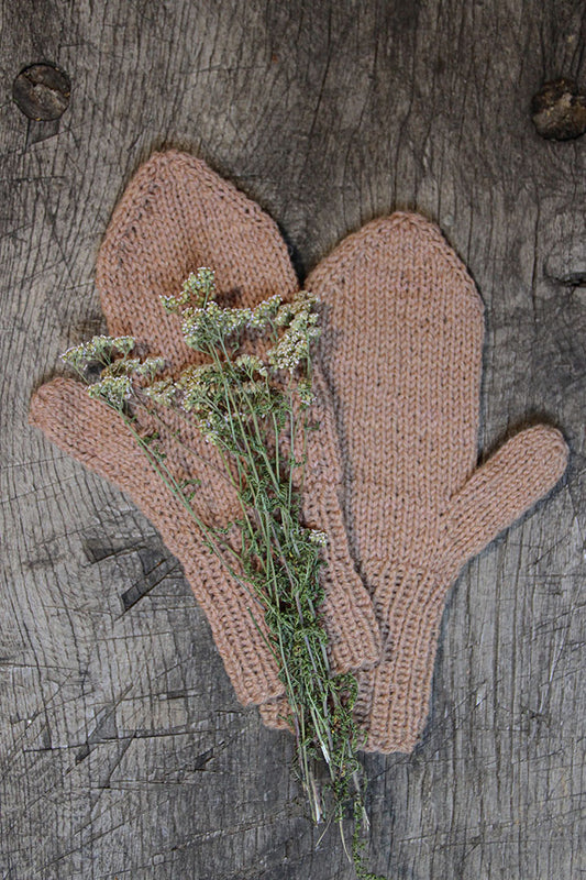 HAND KNITTED MITTENS - TERRACOTTA