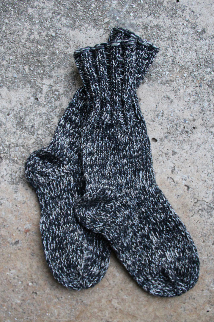 HAND KNITTED SOCKS - BLACK