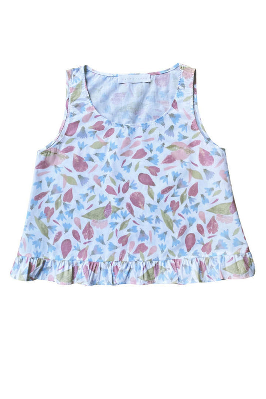 PEONIES AND BLUEBELLS SUMMER TOP (available in size: 36, 38, 40, 42)