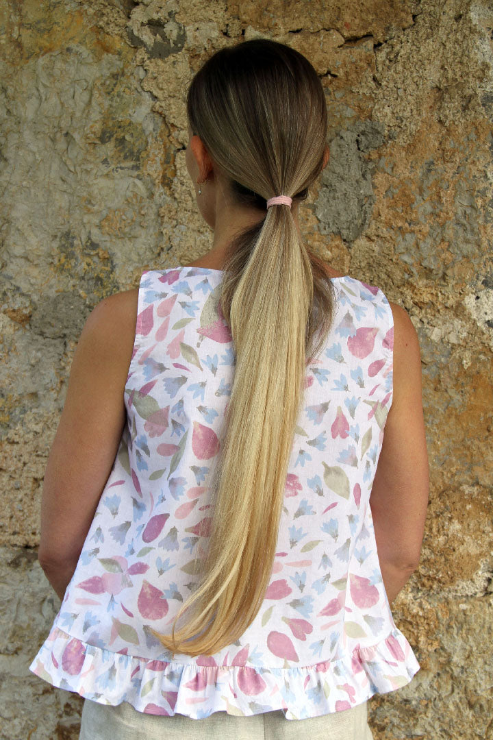 PEONIES AND BLUEBELLS SUMMER TOP
