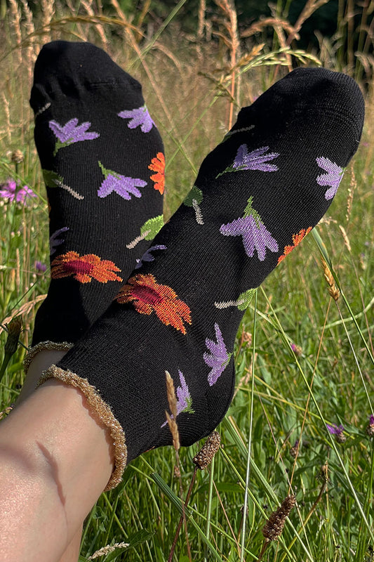 Summer flowers socks - black