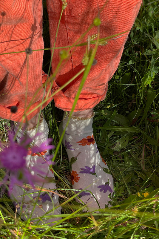 Summer flowers socks - off white