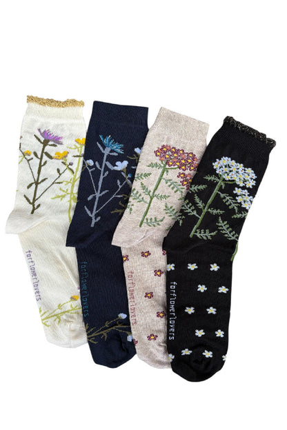 FOUR PAIRS - floral socks